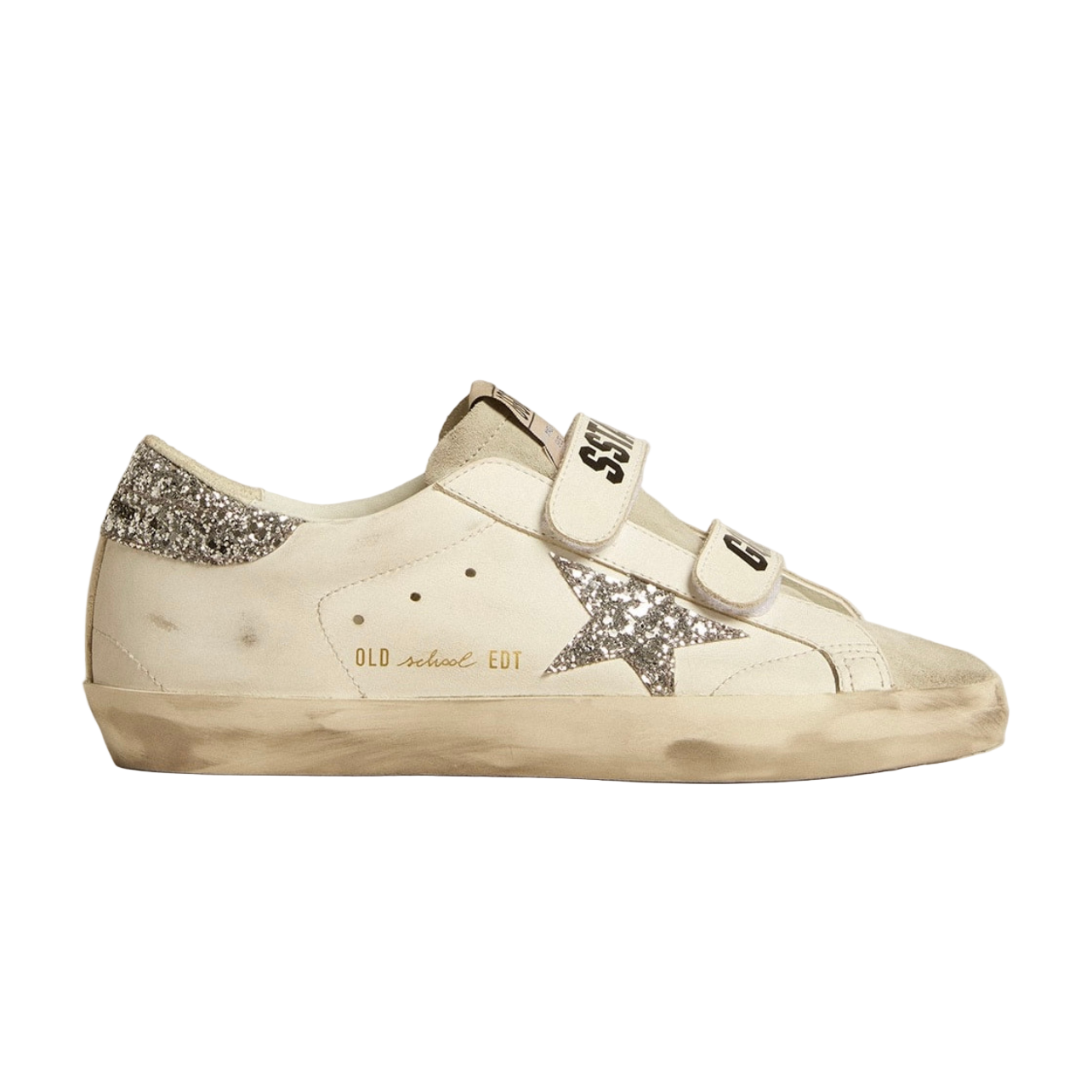 GoldenGooseSuper-StarOldSchoolwithsilvergli.png Golden Goose Super-Star Old School with silver glitter star and ice-gray suede tongue(Women's) - Image 1