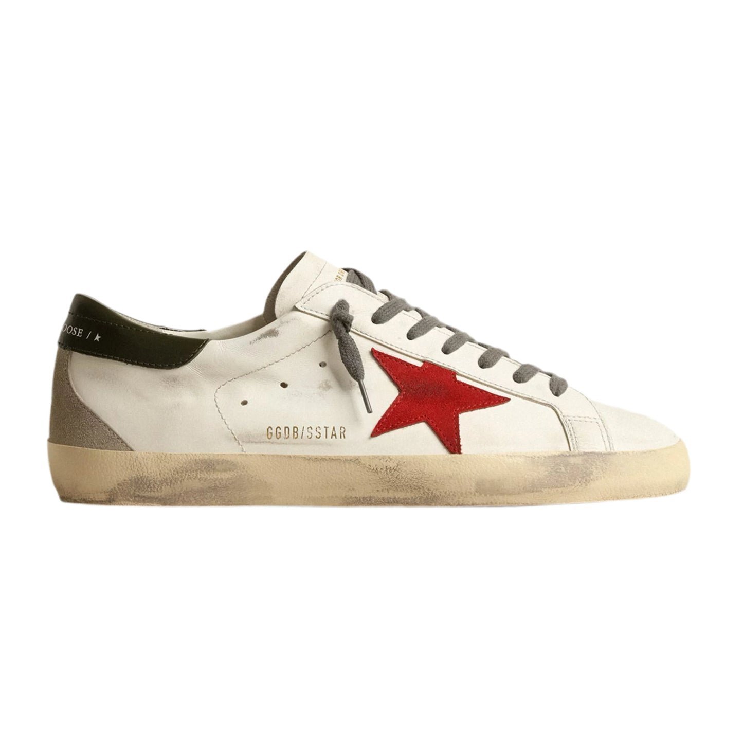 GoldenGooseSuper-Starwithredsuedestarandgr.jpg Golden Goose Super-Star with red suede star and green leather heel tab(Men's) - Image 1