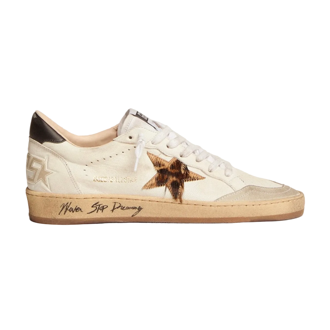 Golden_Goose_Ball_Star_with_leopard_print_pony_ski.png Golden Goose Ball Star with leopard print pony skin star and black heel tab(Women's) - Image 1